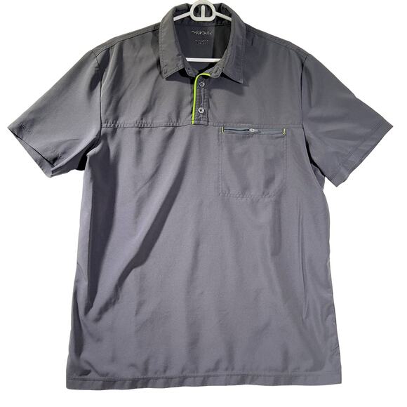 Cherokee Uniforms Henley Top Woman's Large Style # CKI803 Grey Zipper Pocket - Picture 1 of 11